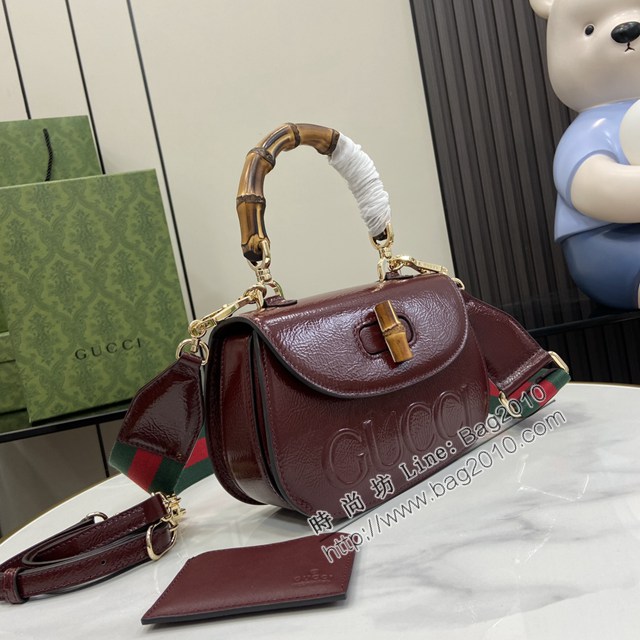Gucci專櫃古馳最新款Bamboo 1947系列小號竹節手提包 jh2444型號：675797